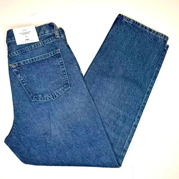 Zara Womens Straight Cropped Mid Waist Jeans Size 6 - Picture 8 of 10